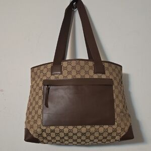 Gucci Brown and Tan Monogram Tote